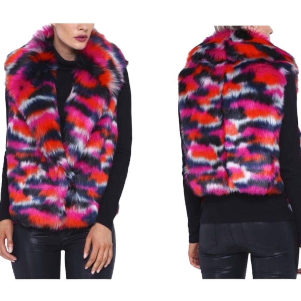 McQ Alexander McQueen Multicolor Faux Fur Gilet Vest
